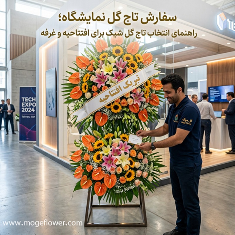سفارش تاج گل نمایشگاه؛ راهنمای انتخاب تاج گل شیک برای افتتاحیه و غرفه